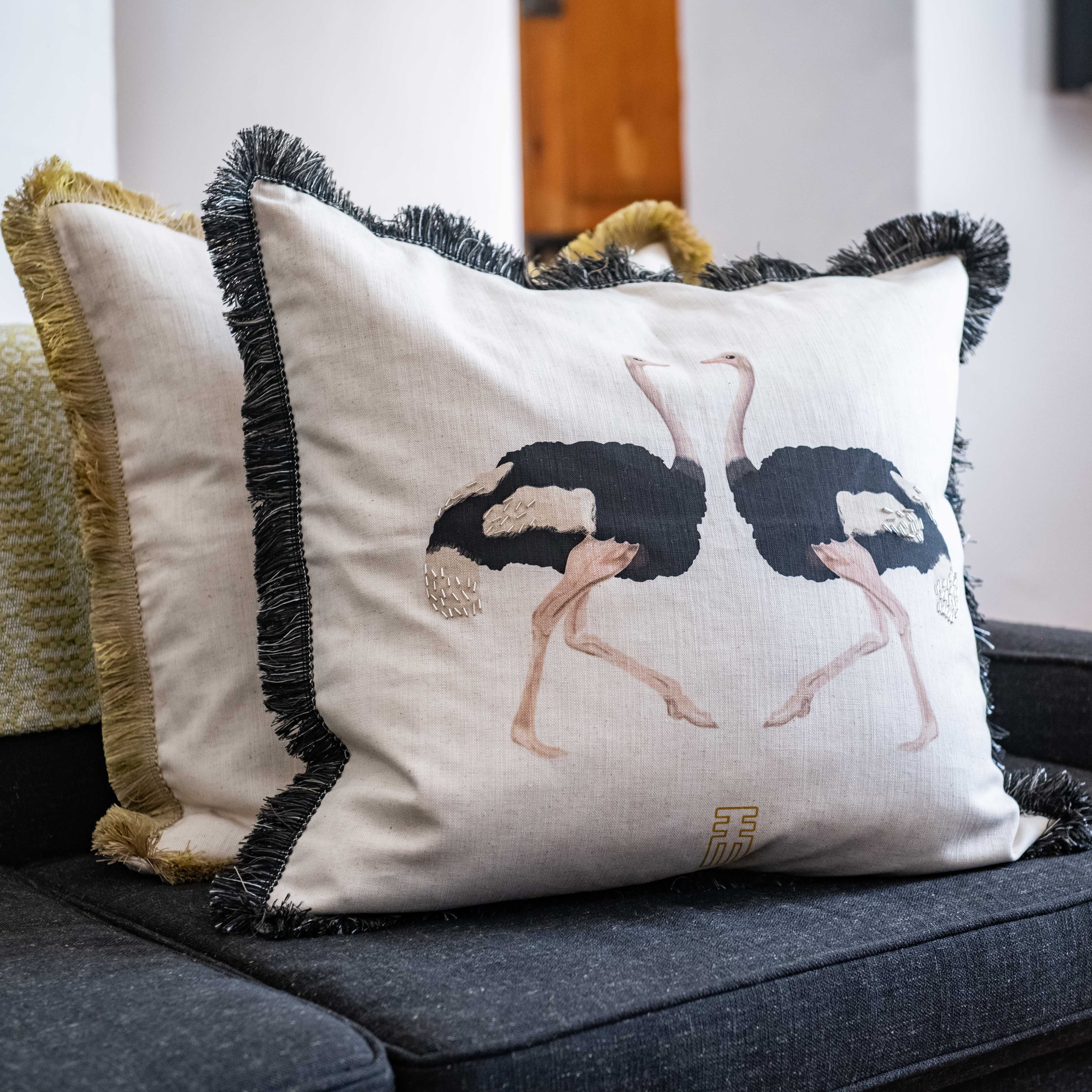 An African Farm Ostrich Scatter Cushion Inner