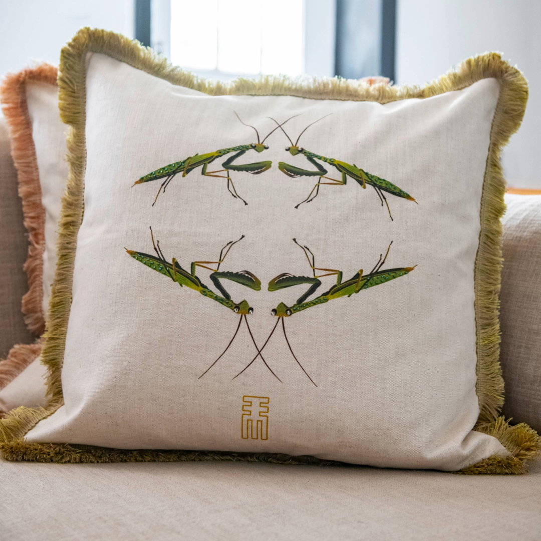 An African Farm Praying Mantis Scatter Cushion & Inner