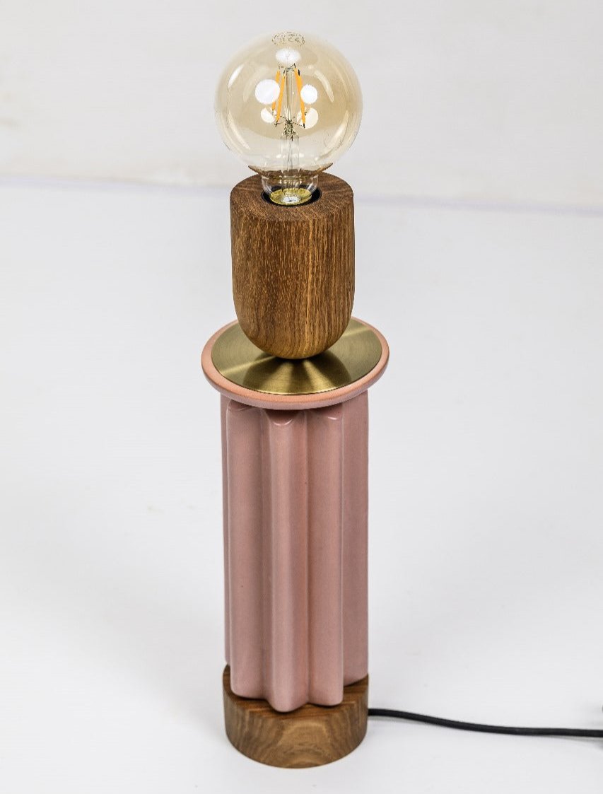 SCALLOP TABLE LAMP - Blush, Kiaat & Copper