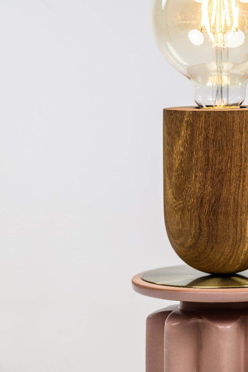 SCALLOP TABLE LAMP - Blush, Kiaat & Copper